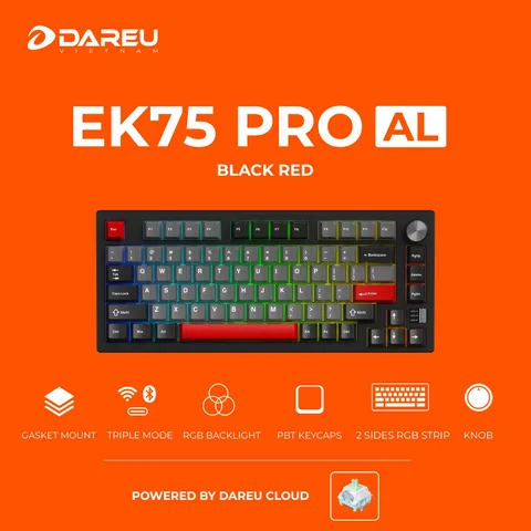 BÀN PHÍM CƠ DAREU EK75 PRO AL BLACK RED - Cloud switch