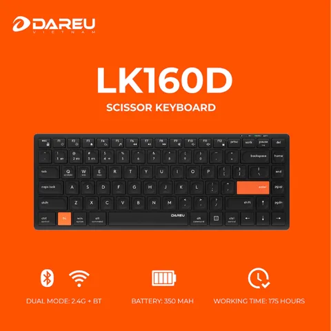 Bàn phím không dây DAREU LK160D (Dual Mode, Scissor Switch)