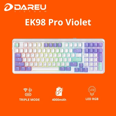 🎁🎁🎁 Tặng kèm bàn di ESP119 Orange - Bàn phím cơ DareU EK98 Pro Triple Mode Mystic Violet DareU Dream switch