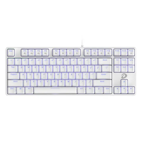 Bàn phím cơ Gaming DAREU EK87 WHITE (ICE-BLUE LED, Blue/ Brown/ Red D switch) - Bàn phím màu trắng