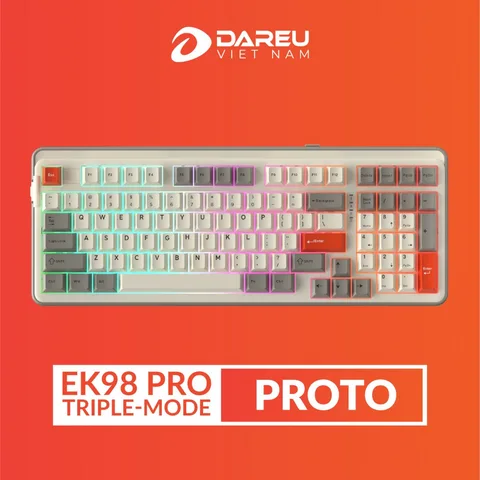🎁🎁🎁 Tặng kèm bàn di ESP119 Orange - Bàn phím cơ không dây DAREU EK98 PRO - PROTO (Triple Mode, Cherry PBT Double Shot, Gasket Mount, RGB)
