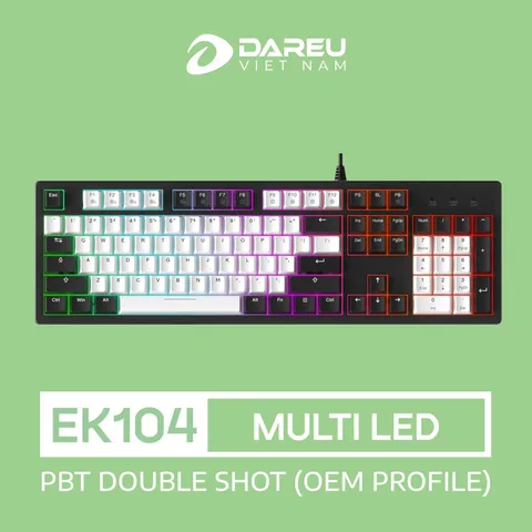 Bàn phím cơ Gaming DAREU EK104 WHITE x BLACK