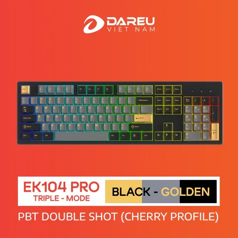 Bàn phím cơ gaming không dây DAREU EK104 PRO - BLACK GOLDEN
