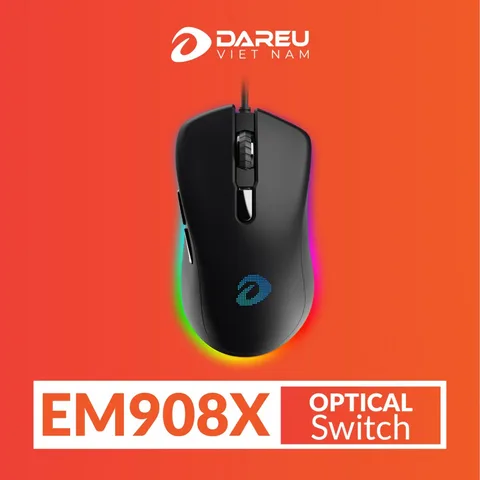 Chuột Gaming DAREU EM908X - OPTICAL sw (RGB, BRAVO sensor)